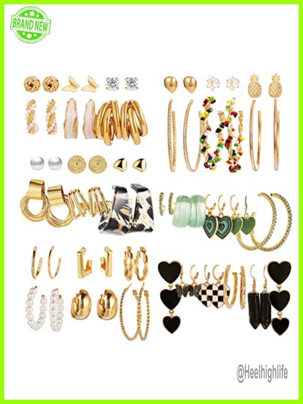 34 Pairs Gold Hoop Earrings Set for Women, Drop Dangle, Hypoallergenic, Gift